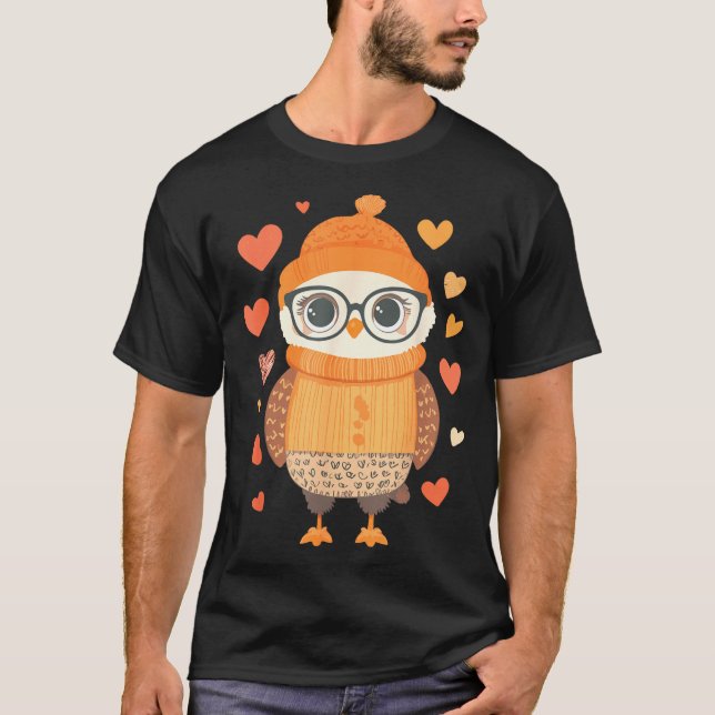 Camiseta Owl Lover Heart Girls Valentine’s Day Women Owl  (Frente)