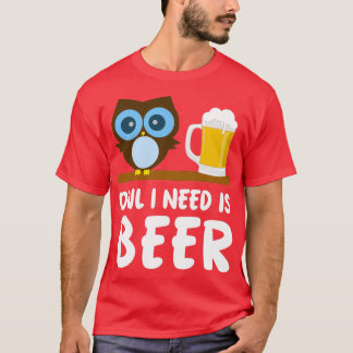 Camiseta Owl Lover Owl Que Preciso É De Cerveja