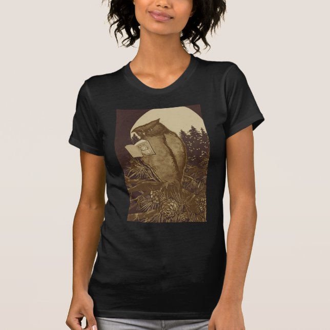 Camiseta Owl Reading por Moonlight (Frente)