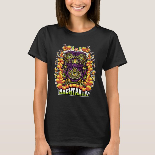 Camiseta Owl trippy psychodelic coloured (Frente)