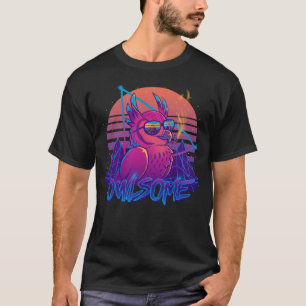 Camiseta Owlsome - pássaro impressionante Retrowave 80s da