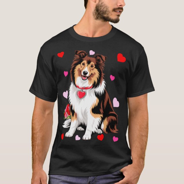 Camiseta Owner Mom Dad Sheltie Dog Lover Valentines Day  (Frente)