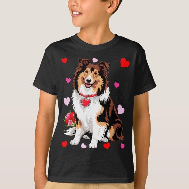 Camiseta Owner Mom Dad Sheltie Dog Lover Valentines Day  (Frente)