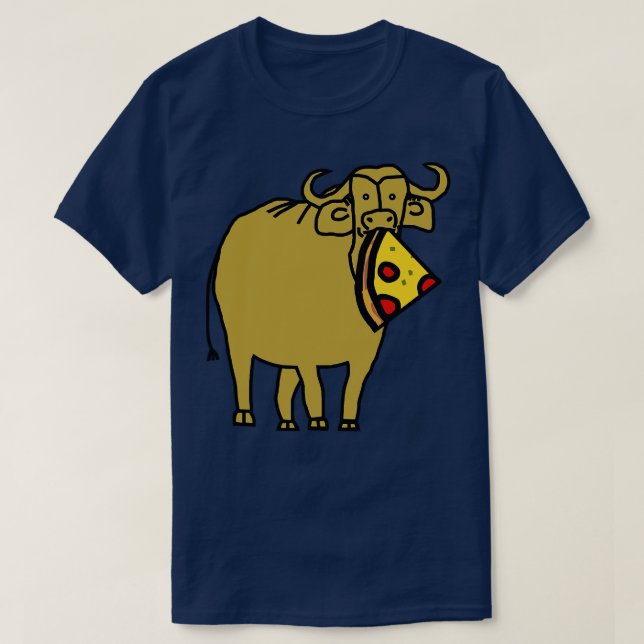 Camiseta Ox Dourado com pizza de Pepperoni na boca (Frente do Design)