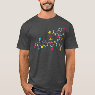 Camiseta Oxitocina Molécula e Flores Adoram Químico Hormona
