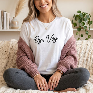 Camiseta Oy Vey Expressão Judaica Divertida Rótulo Minimali