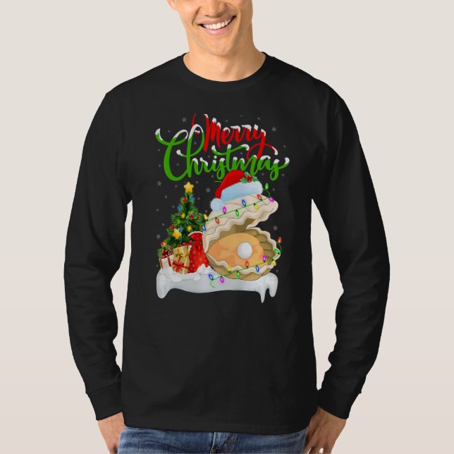 Camiseta Oyster Xmas Decorations Papais noeis Oyster Christ (Frente)