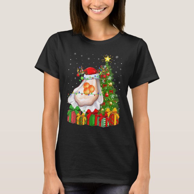 Camiseta Oyster   Xmas Holiday Santa Oyster Christmas Tree (Frente)