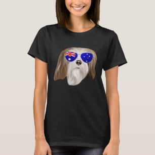 Camiseta OZ Flag Lhasa Apsos Dog Austrália Pocket