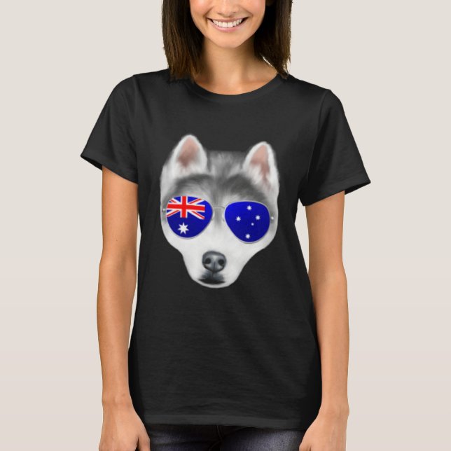 Camiseta OZ Flag Siberian Husky Dog Australia Pocket (Frente)