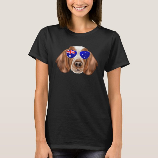 Camiseta OZ Flag Welsh Springer Spaniel Dog Australia Pocke (Frente)