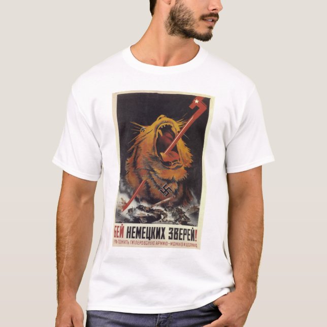 Camiseta P0511 - Bata o poster alemão do beasts_Propaganda (Frente)