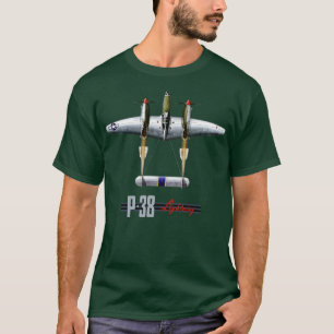 Camiseta P38 Avião de combate W2 de raios 1