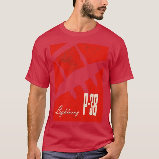 Camiseta P38 Lightning aeronave de combate da Segunda Guerr (Frente)