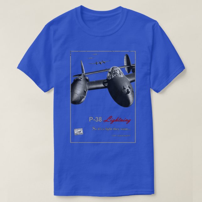 Camiseta P38 Lightning WW2 American Fighter (Frente do Design)