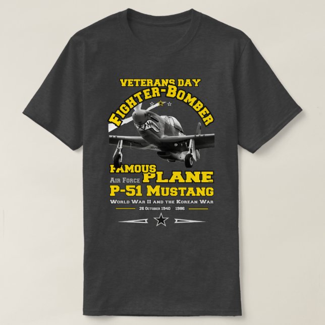 Camiseta P51 Bomba-Combatente de MUSTANG 1 (Frente do Design)