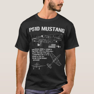 Camiseta P51 Mustang WII Fighter Specs Plano Militar P51
