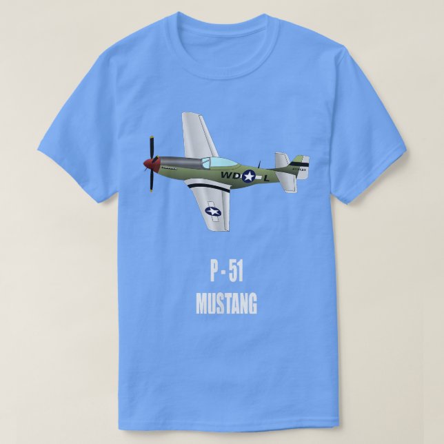 CAMISETA P51 MUSTANG WORLD WAR II MILITARY AIRPLANE SHIRT  (Frente do Design)