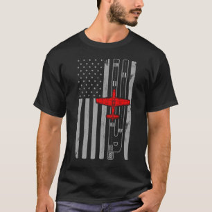 Camiseta P51 Mustang WW2 Airplane American Flag Runway P51D