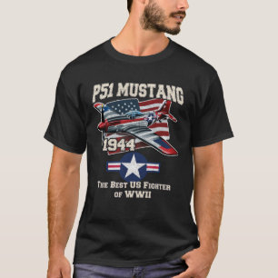 Camiseta p51 mustang ww2 avião de pássaro americano bandeir