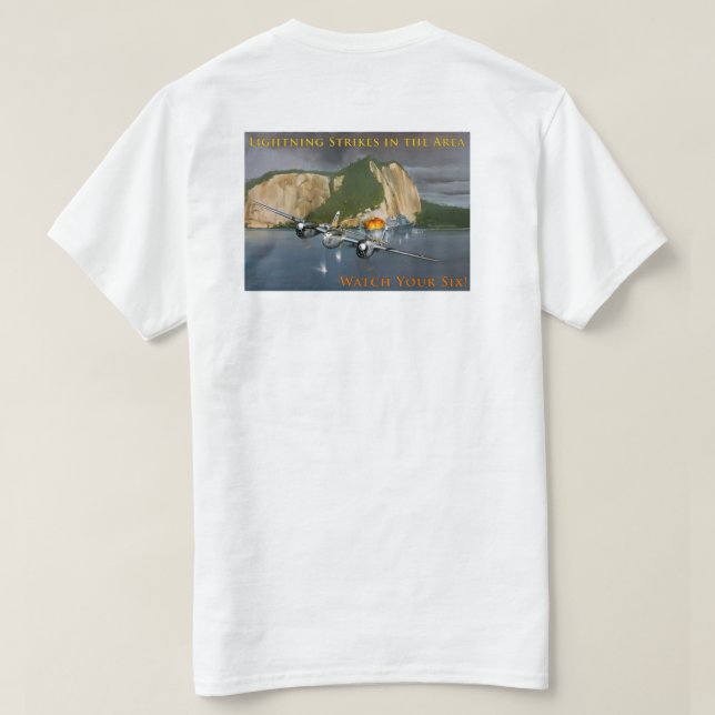 Camiseta P-38 Relâmpagos na área (Verso do Design)