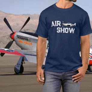 Camiseta P-51 Avião Antigo Veterano Militar Aeromoça WW2