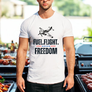 Camiseta P-51 Avião Antigo Voo Militar Combustível Liberdad