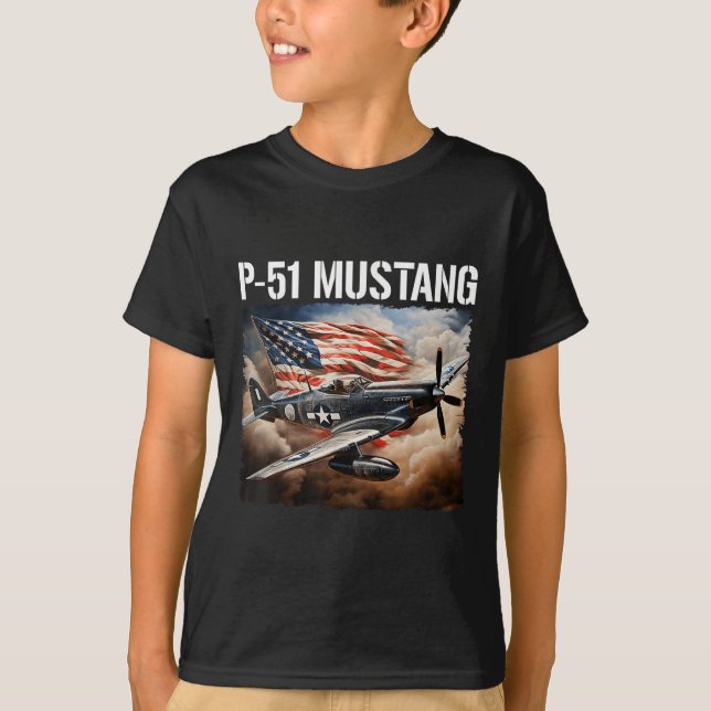 Camiseta P-51 Mostang American Ww2 Fighter Airplane P-51 Mu (Frente)