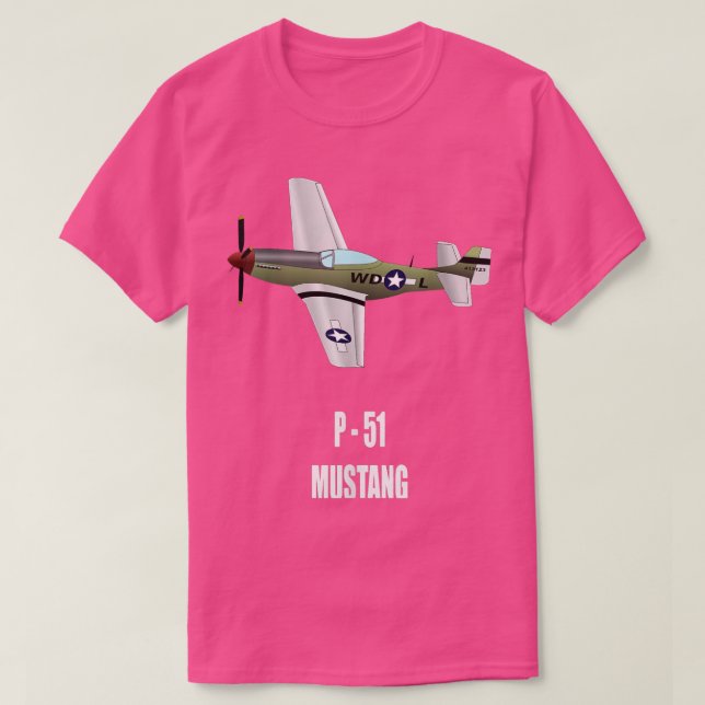 CAMISETA P-51 MUSTANG WORLD WAR II MILITARY AIRPLANE SHIRT  (Frente do Design)