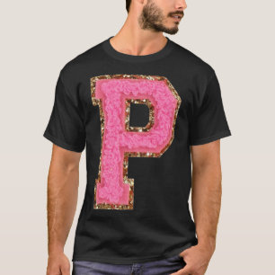 Camiseta P - Bubblegum Glitter Varsity - Letra Patches