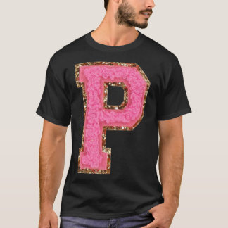 Camiseta P - Bubblegum Glitter Varsity - Letra Patches