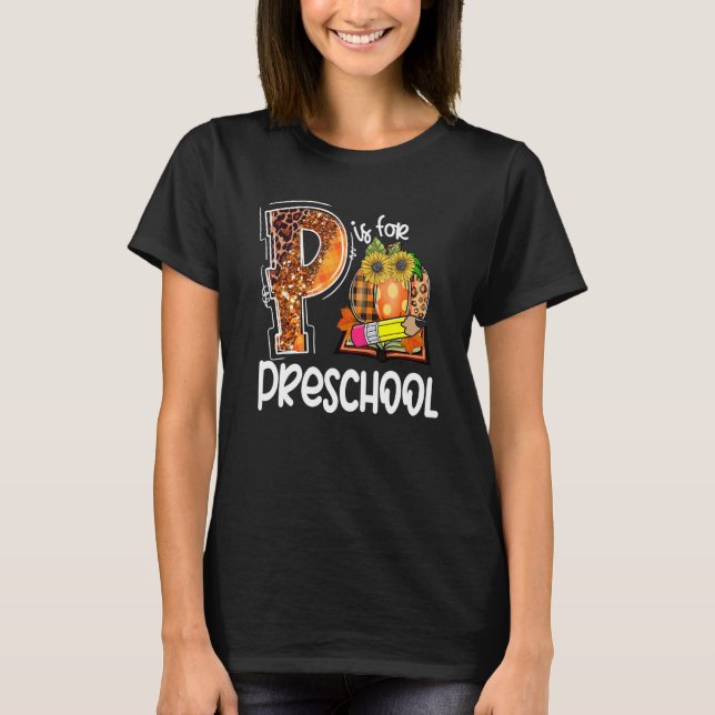 Camiseta P É Para A Pré-Escolar Professora De Pumpkin Leopa (Frente)
