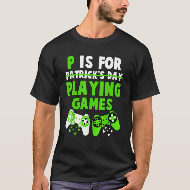 Camiseta P É Para Jogar Jogos Rapazes Dia de São Patrício G (Frente)