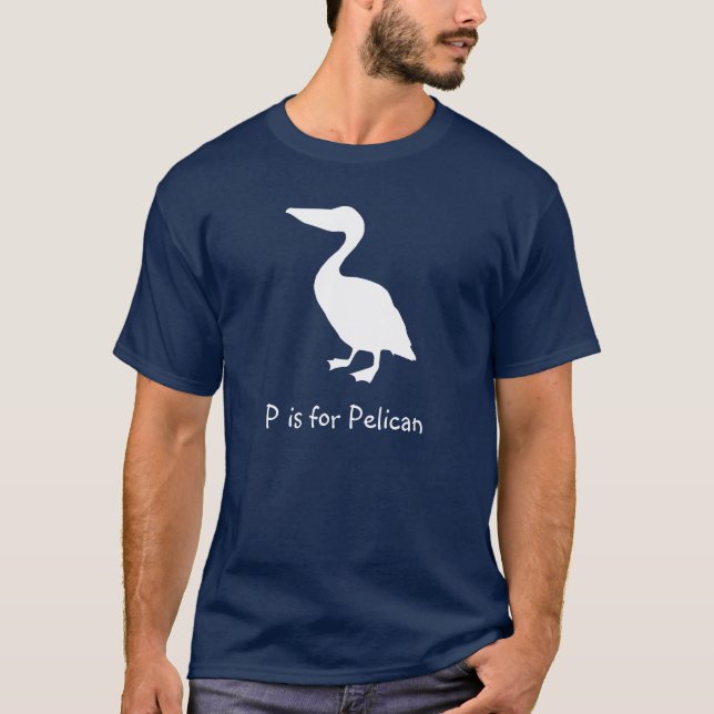 Camiseta P é para Pelican White Silhouette (Frente)