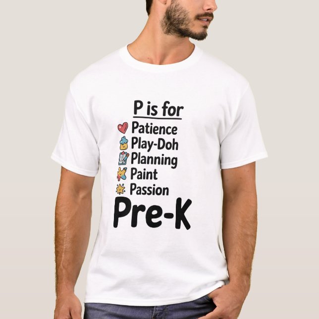 Camiseta P É Para Professores Pré-K De Volta Às Mulheres Na (Frente)