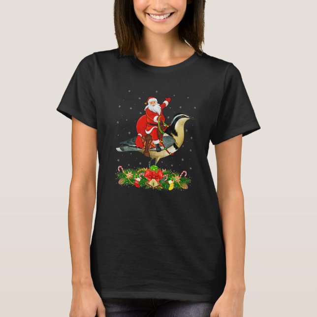 Camiseta P Papais noeis de pássaros no Natal (Frente)