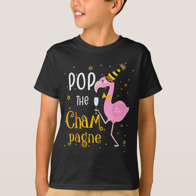 Camiseta P The Champagne It's New Year! Funny Flamingo Drin (Frente)