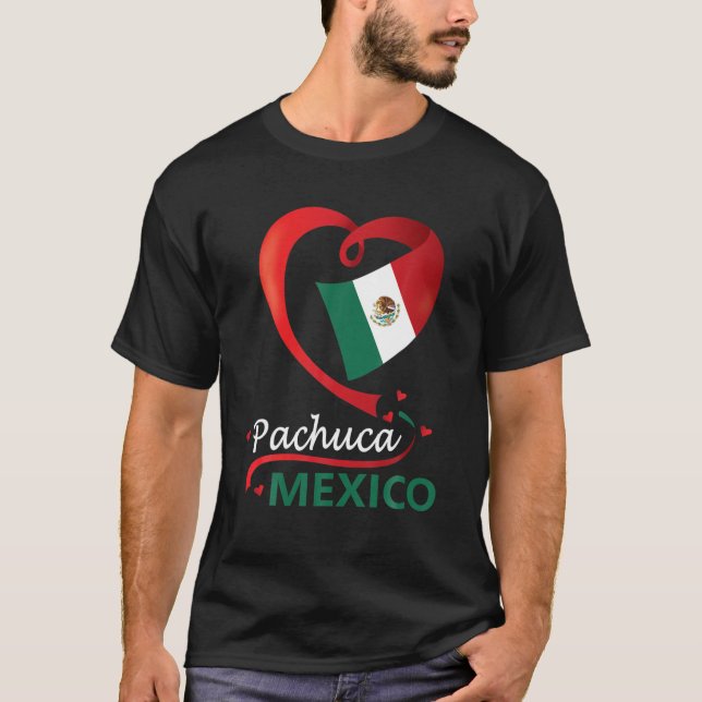 Camiseta Pachuca Hidalgo México Bandeira do Coração Mexican (Frente)