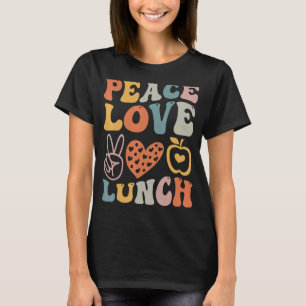 Camiseta paciência amor almoço senhora retro groovy moça