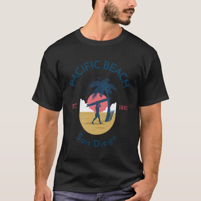 Camiseta Pacific Beach San Diego California Surfing (Frente)