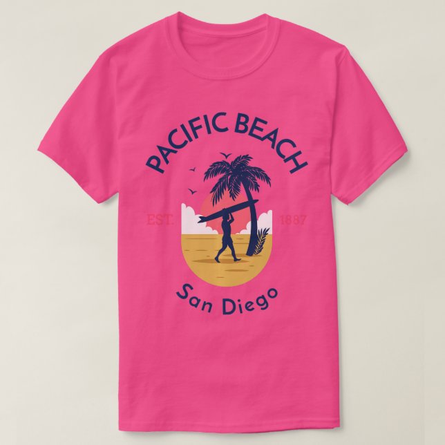 Camiseta Pacific Beach San Diego California Surfing Souveni (Frente do Design)
