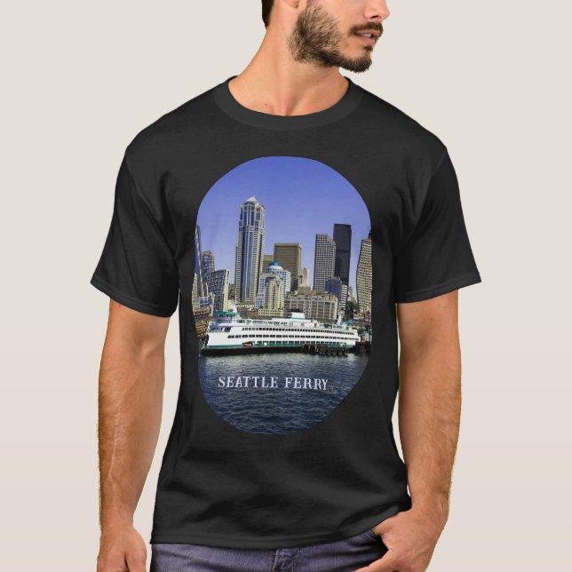 Camiseta Pacífico Noroeste de Seattle Ferry e Edifícios Uni (Frente)