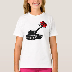 Camiseta Pacifismo anti-guerra do tanque de Rosa Floral