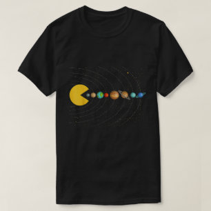 Camiseta Pacman do Sistema Solar Gráfico de jogos no espa