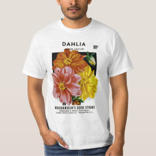 Camiseta Pacote da semente do vintage da dália