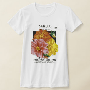 Camiseta Pacote da semente do vintage da dália