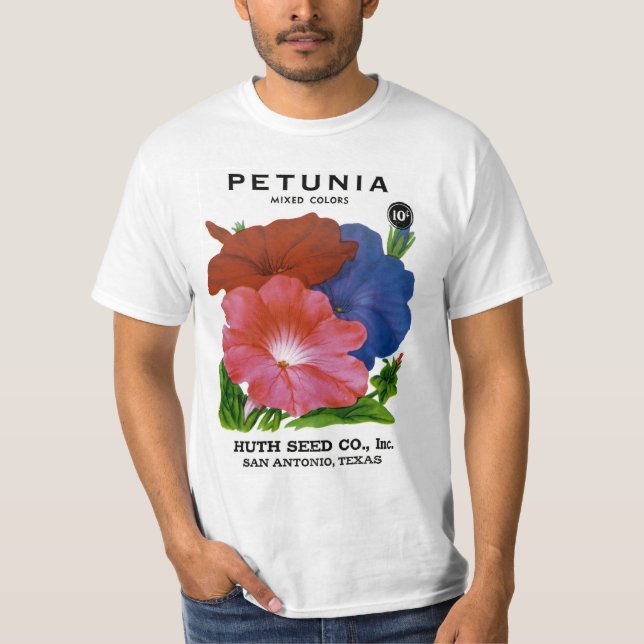 Camiseta Pacote da semente do vintage do petúnia (Frente)