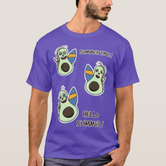 Camiseta Pacote de Ilustração do Avocado Surfing Summer Tim