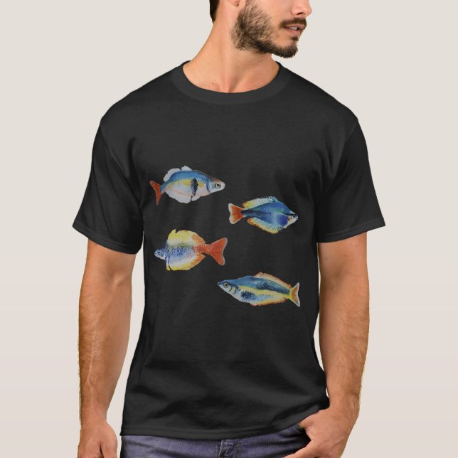 Camiseta Pacote de Peixes-Arco-Íris em Aquarela (Frente)