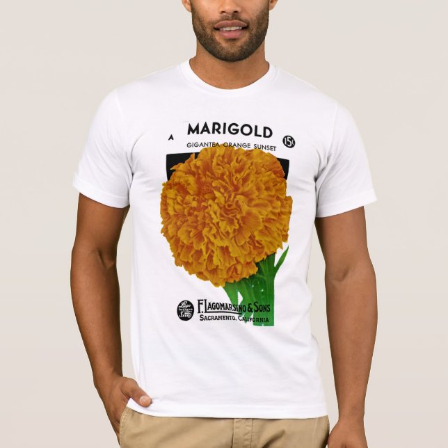 Camiseta Pacote de Semente da Marigold Vintage (Frente)